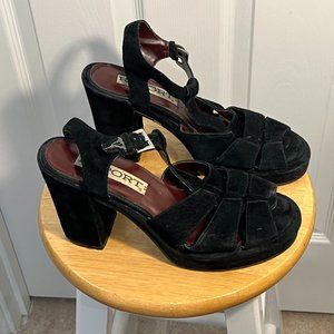 REPORT Black Suede chunky heels